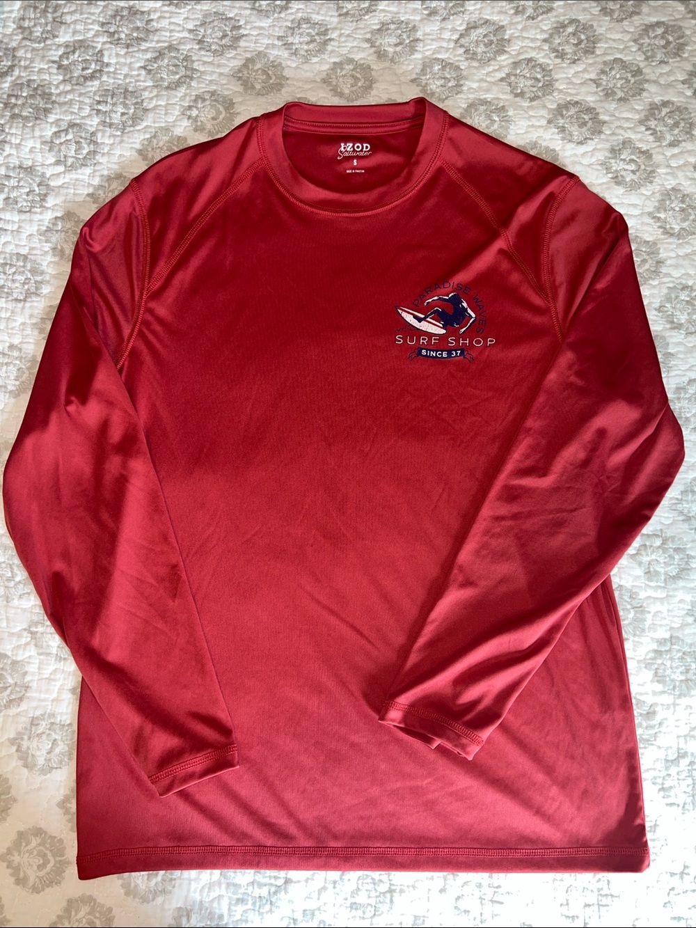 Izod Red Long Sleeve Surf Shop Performance Tee